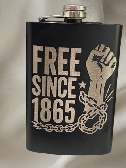 FREE SINCE 1865 Stainless Steel Black 8oz Flask